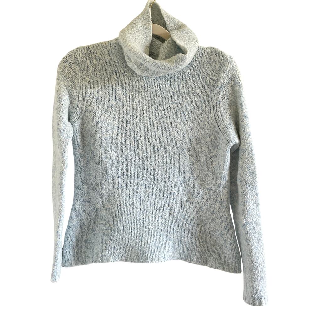Anthropologie Sleeping on Snow Ice Blue Fuzzy Cowl Neck Sweater